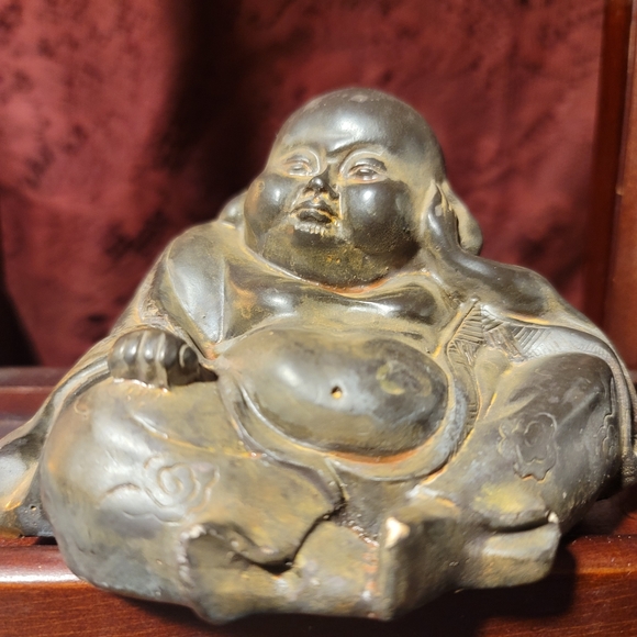COPY - Vintage Burl Wood Buddha with Kama Sutra Carvings Underneath ..